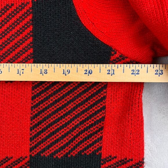 TOMMY HILFIGER HOLIDAY PLAID ACRYLIC SWEATER DRESS WOMENS Size LARGE RED BLACK - Picture 8 of 11